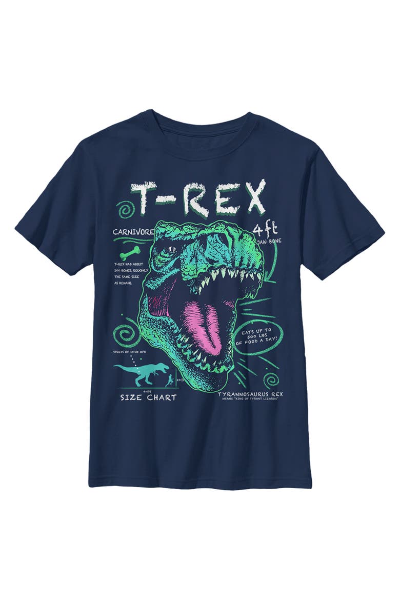 Boys' Husky Plus T-Rex Schematic Detail Graphic Tee, Main, color, Navy Blue