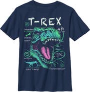 Lost Gods Boys' Husky Plus T-Rex Schematic Detail Graphic Tee