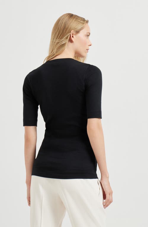 Brunello Cucinelli Ribbed Jersey T-shirt In Black
