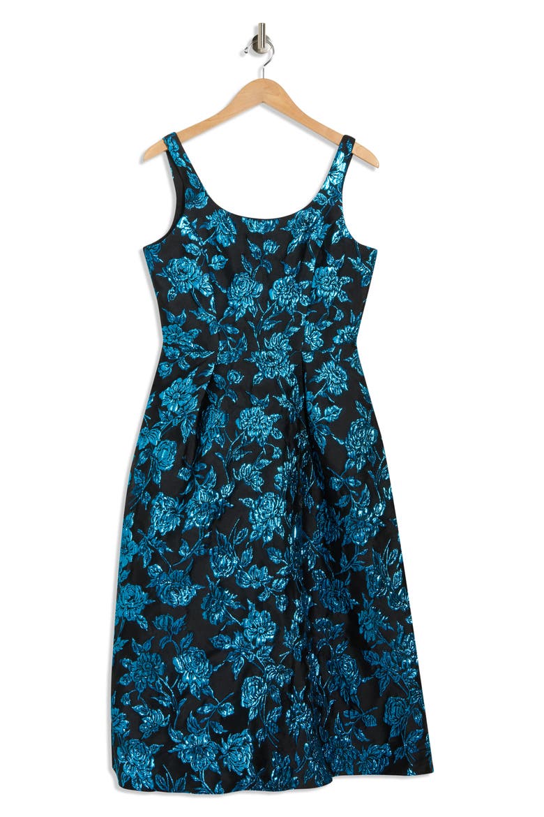 Floral Square Neck Evening Maxi Dress, Alternate, color, TEAL