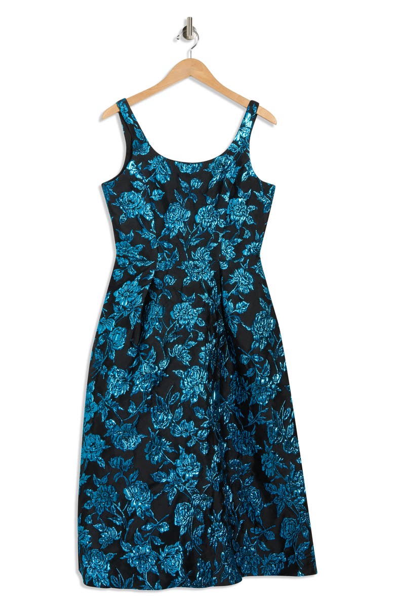 Julia Jordan Floral Square Neck Evening Maxi Dress, Main, color, Teal