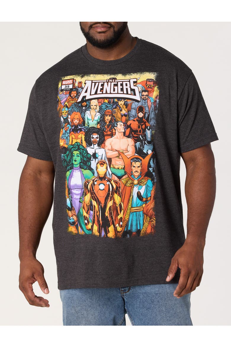 Big & Tall Avengers Graphic Tee, Alternate, color, CHARCOAL HEATHER