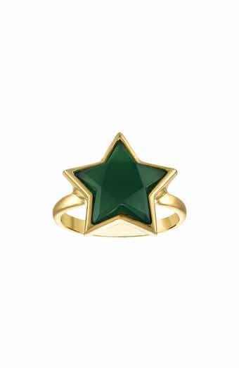 FZN Green Chalcedony Star Sterling Silver Ring