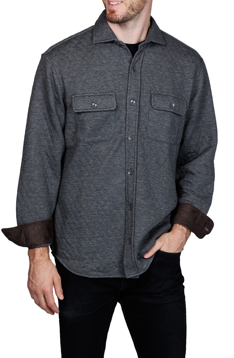 TailorByrd Diamond Quilted Shirt Jacket, Main, color, Charcoal