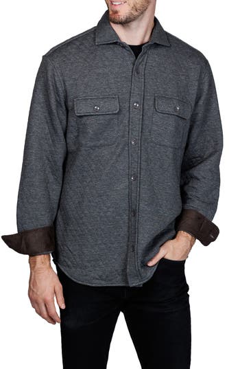 Tailorbyrd Diamond Quilted Shirt Jacket In Gray