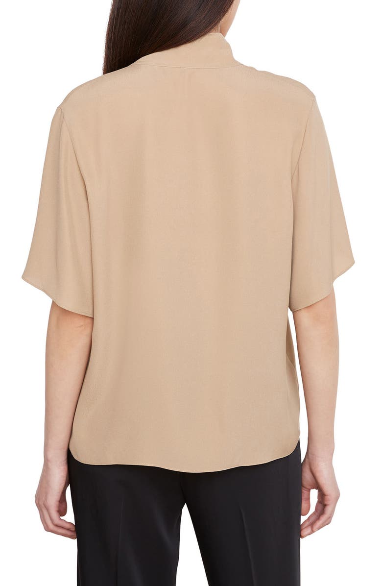 Vince Stand Collar Silk Blend Blouse, Alternate, color,