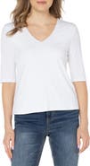 Liverpool Los Angeles Double Layer V-Neck Rib Top