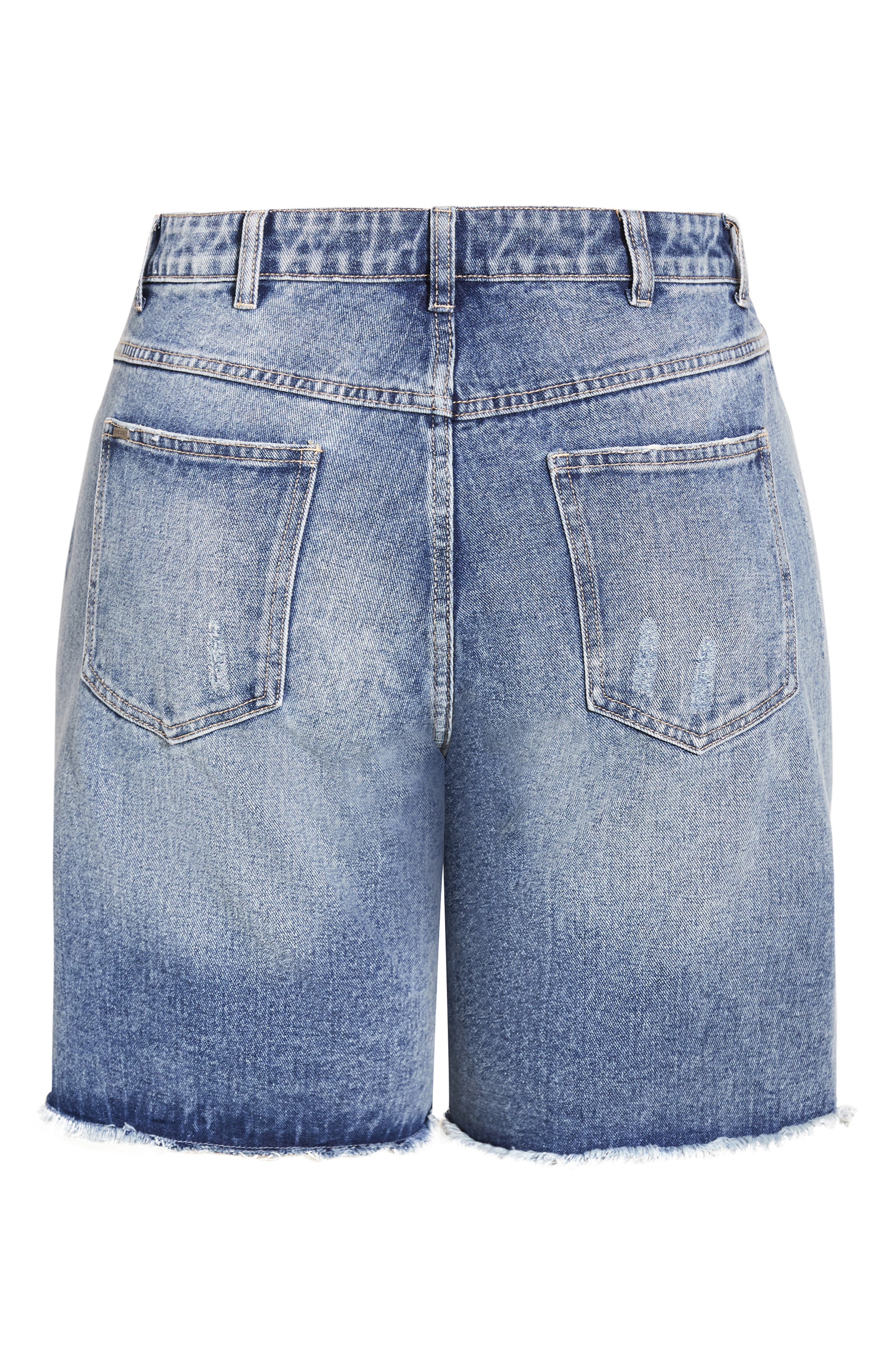 City Chic Supa Split Distressed Denim Bermuda Shorts (Women ...