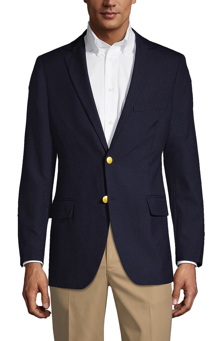 Lands' End School Uniform Tailored Fit Hopsack Blazer, Main, color, Deep Navy