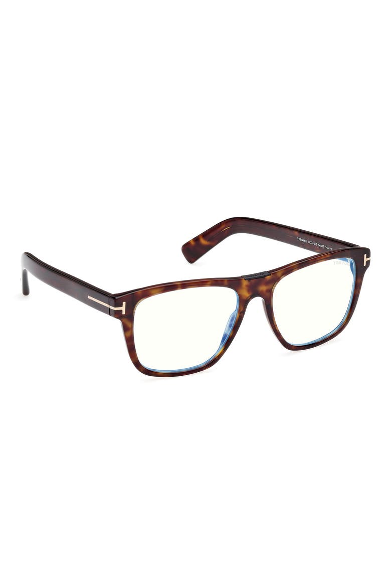 54mm Square Blue Light Blocking Optical Glasses, Alternate, color, HAVANA ECO / T LOGO