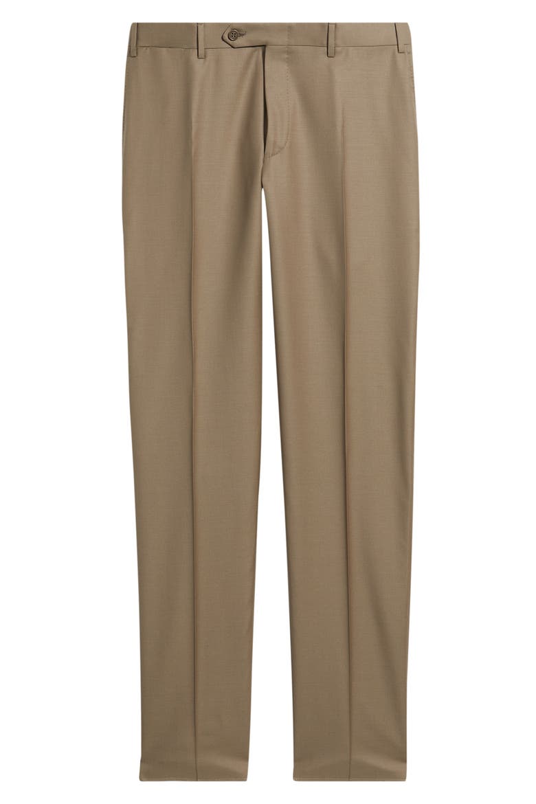 Siena Regular Fit Wool Twill Dress Pants, Alternate, color, DARK BEIGE