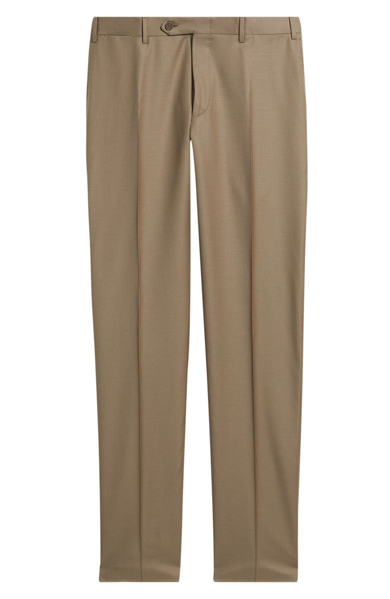 Canali Siena Regular Fit Wool Twill Dress Pants, Alternate, color, Dark Beige