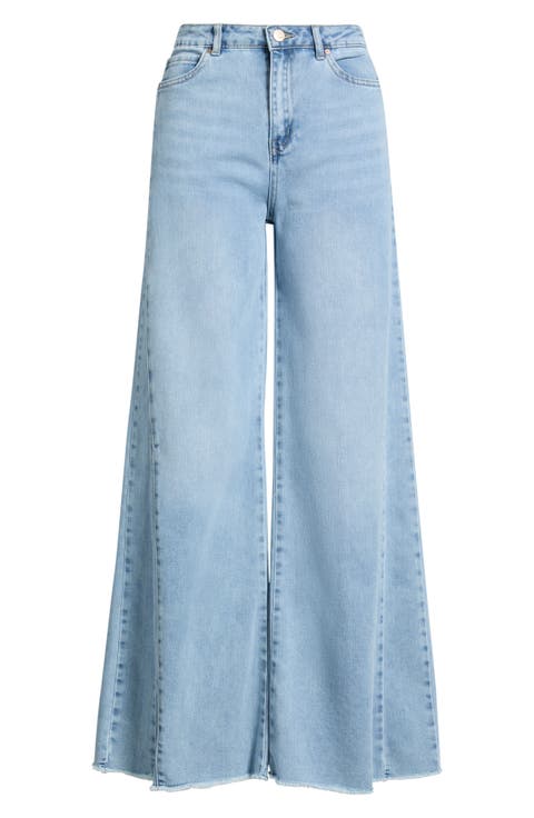 Raw Hem Wide Leg Jeans
