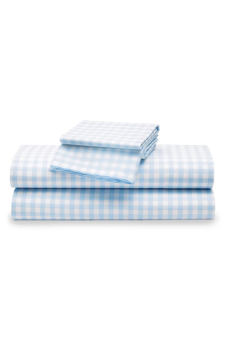 Petite Plume Signature Collection Gingham Sheet Set, Main, color, Blue