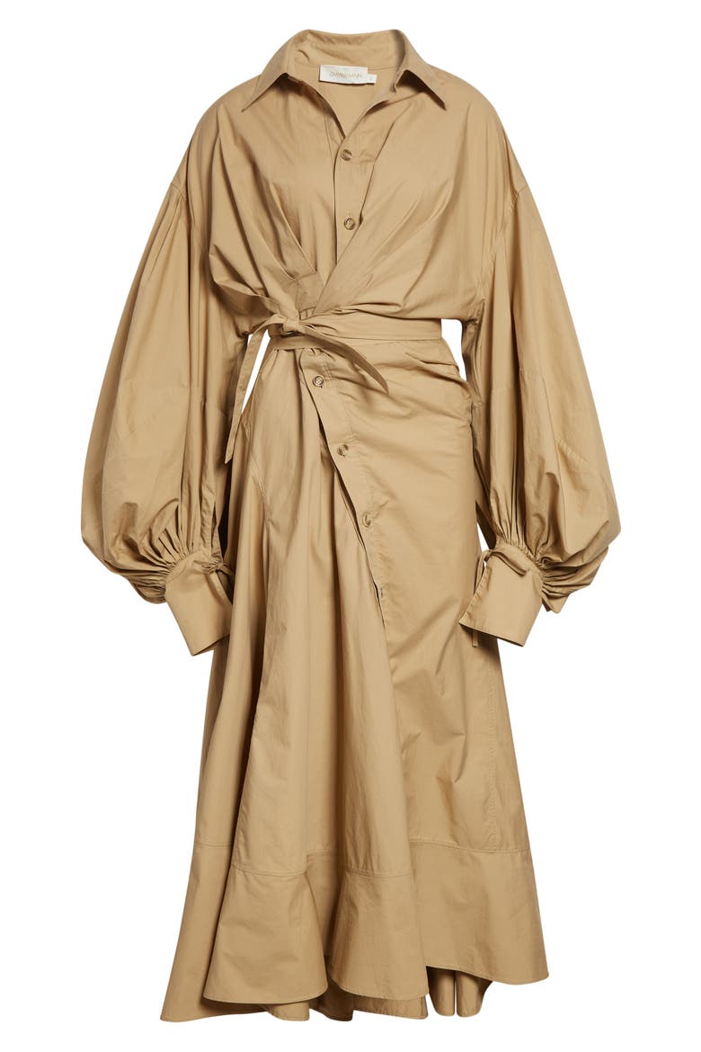 Rebellion Long Sleeve Cotton Poplin Shirtdress, Alternate, color, OLIVE