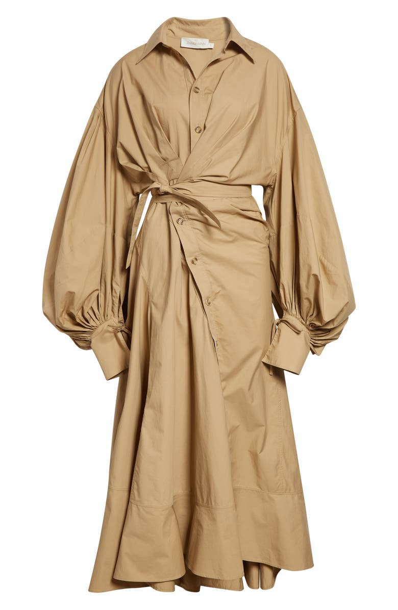 Zimmermann Rebellion Long Sleeve Cotton Poplin Shirtdress, Alternate, color, Olive