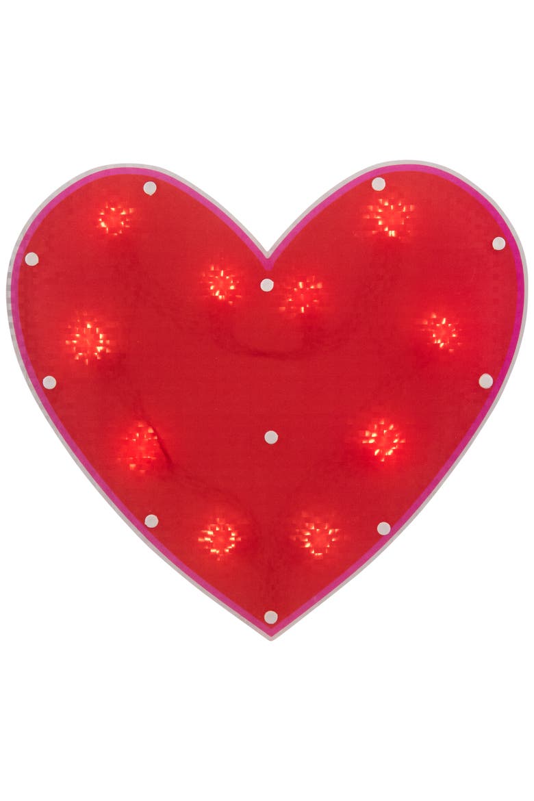 12" Lighted Shimmering Red Heart Valentine's Day Window Silhouette, Main, color, Red