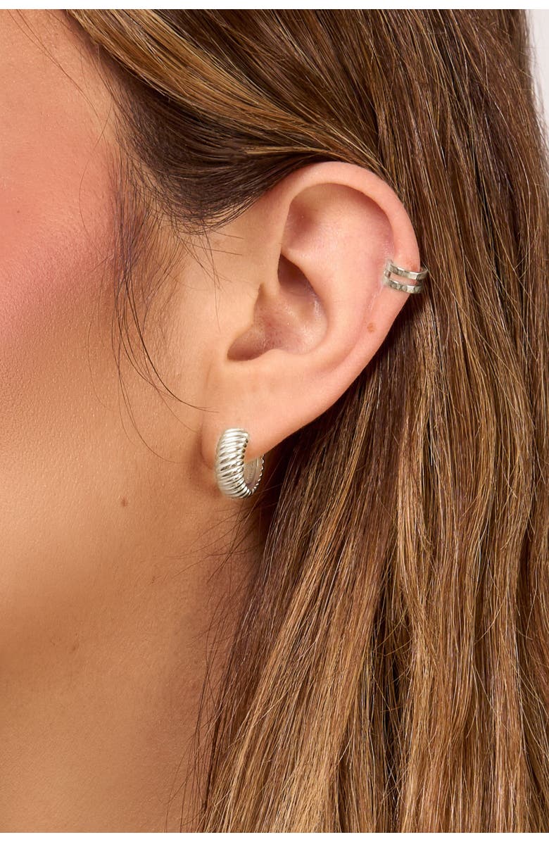 Dower & Hall Wide Twist Huggie Hoops, Alternate, color, Sterling Silver