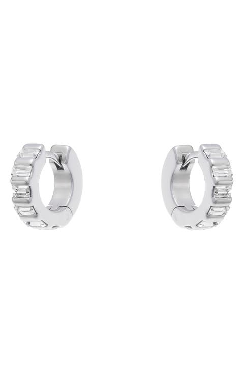Liza Linear Crystal Huggie Hoop Earrings