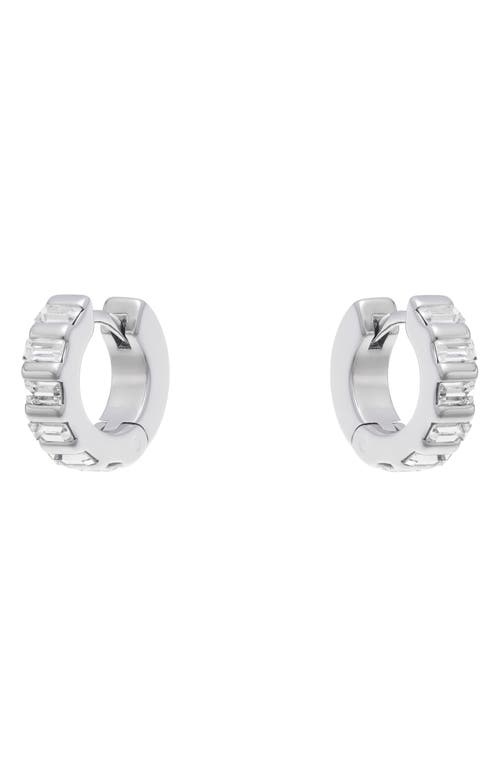 Reiss Liza Linear Crystal Huggie Hoop Earrings In Silver