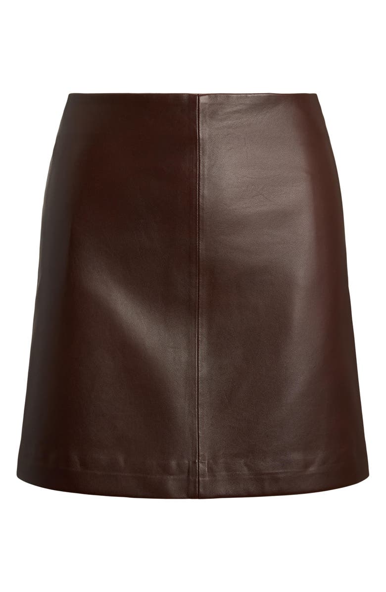 Lauren Ralph Lauren Lambskin Leather Pencil Miniskirt, Alternate, color, Dark Hickory