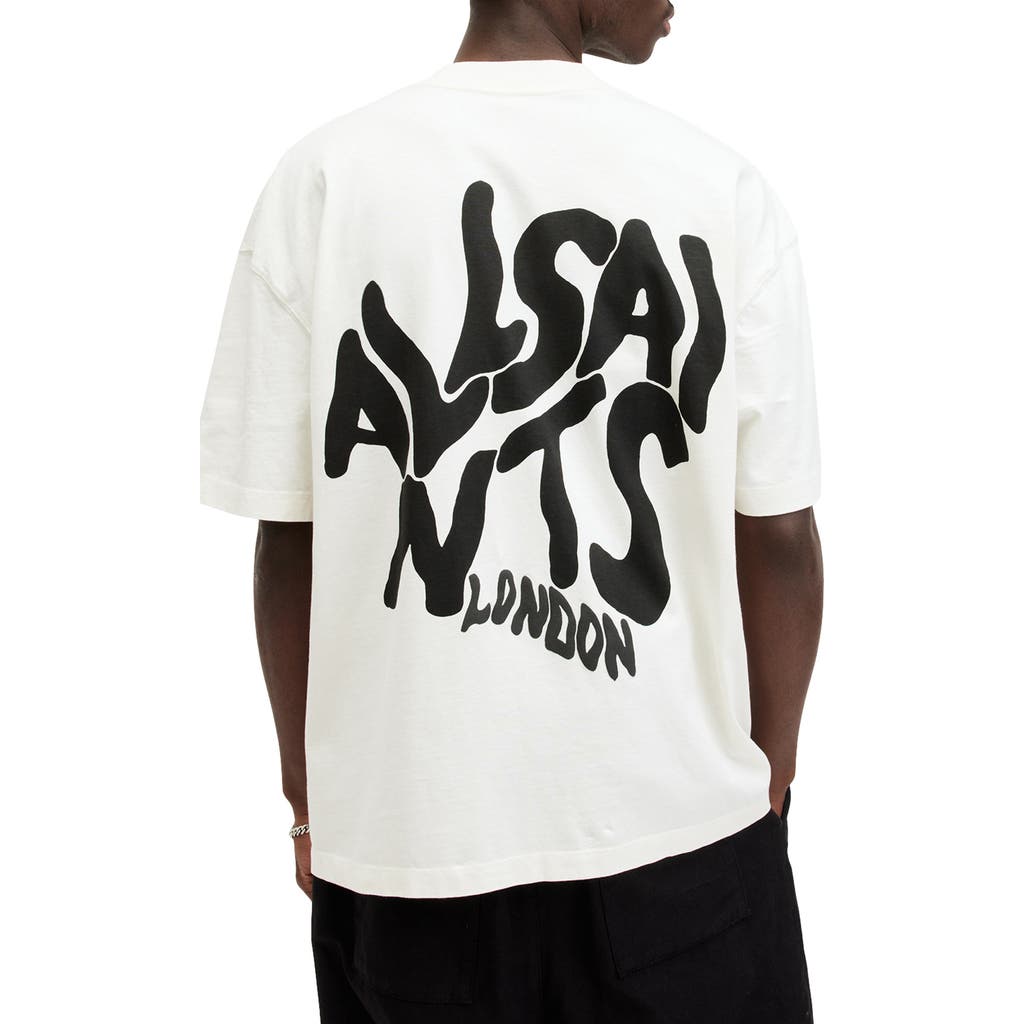 AllSaints Orlando Logo Oversize Graphic T-Shirt in Ashen White at Nordstrom, Size X-Large