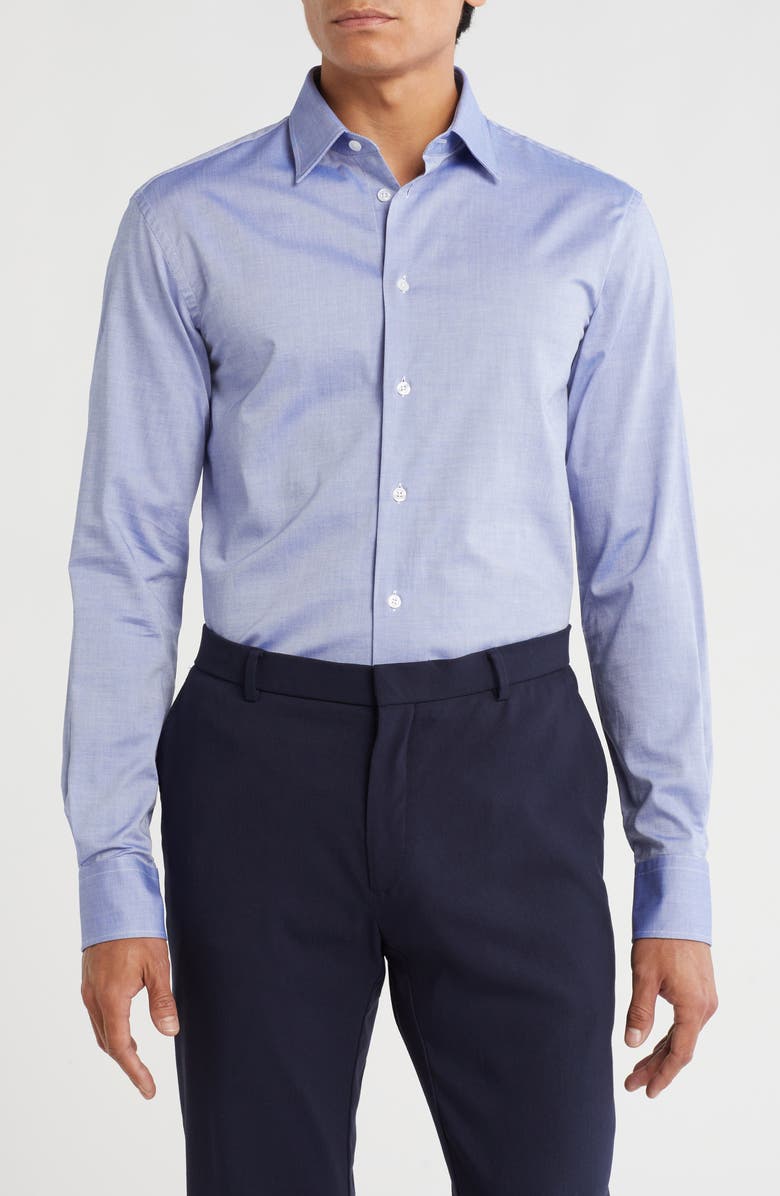 Armani Collezioni Cotton Stretch Dress Shirt, Main, color, Indigo
