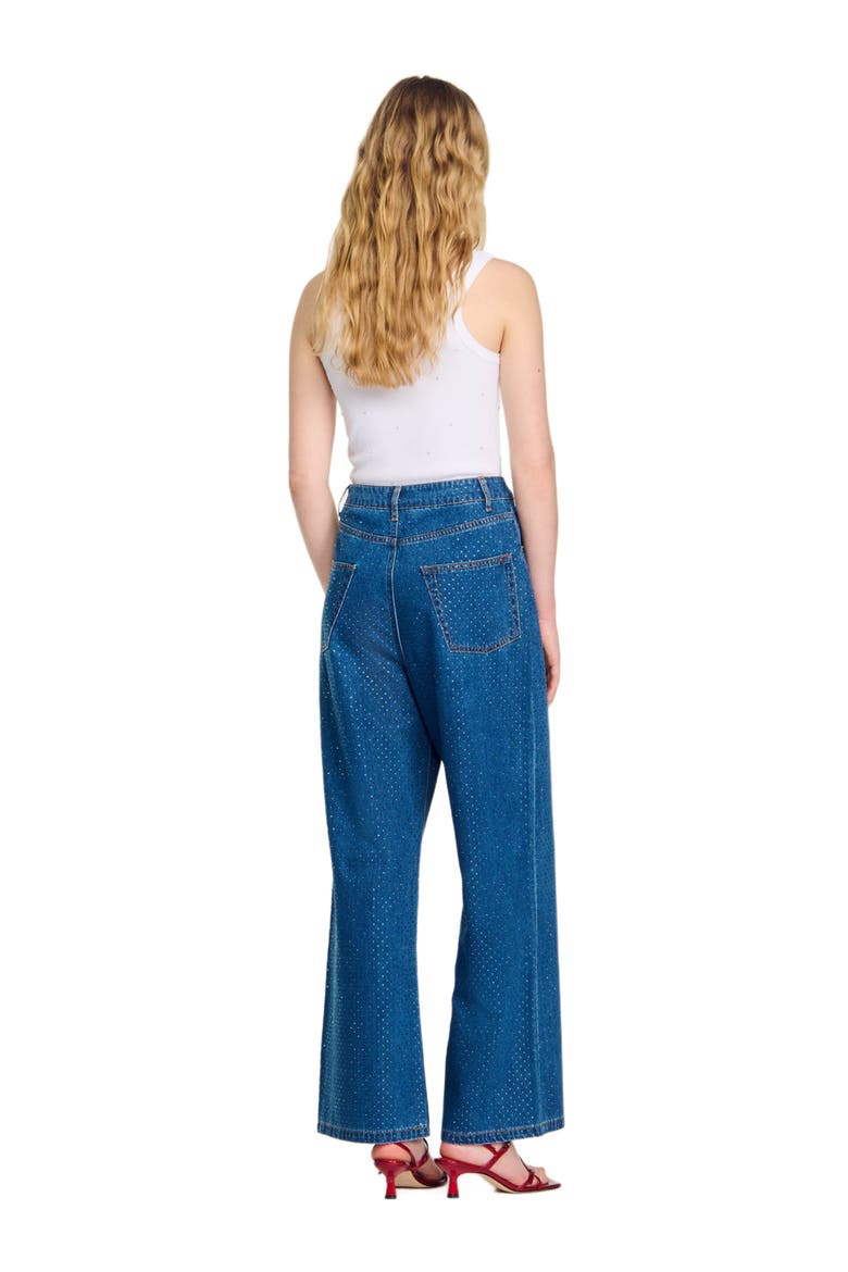Wide-leg rhinestone jeans, Alternate, color, Blue jean