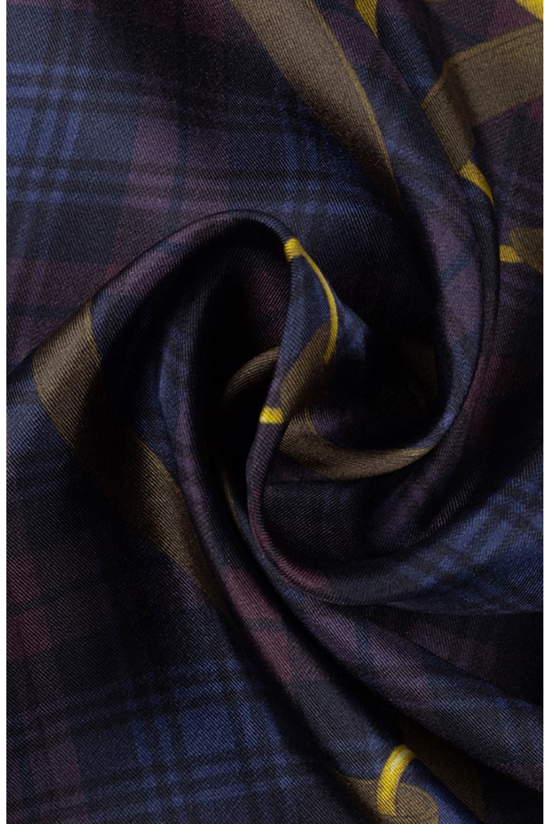 Equestrian Plaid Silk Square Scarf, Alternate, color, DARK GARNET