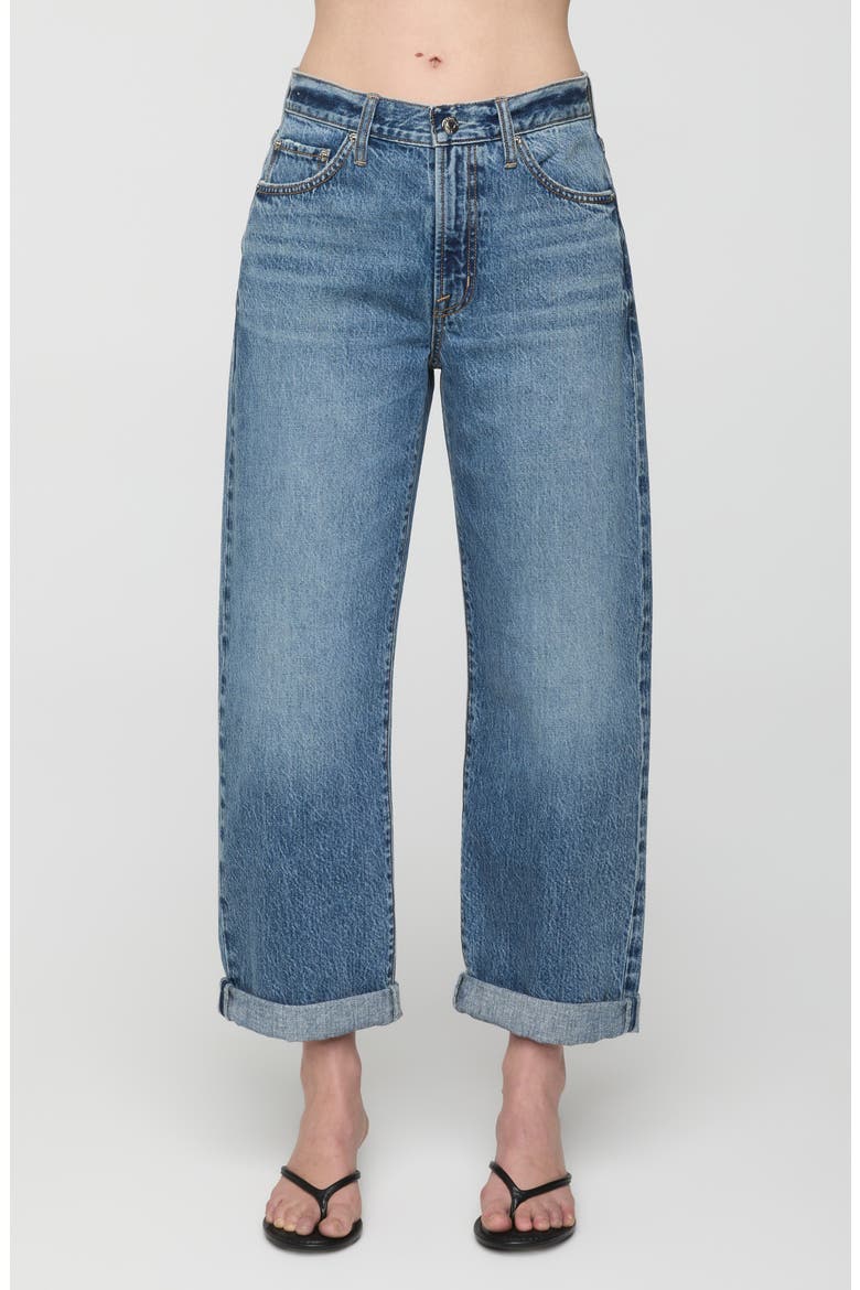 Donny Cuffed High Waist Boyfriend Jeans, Main, color, WILCOX