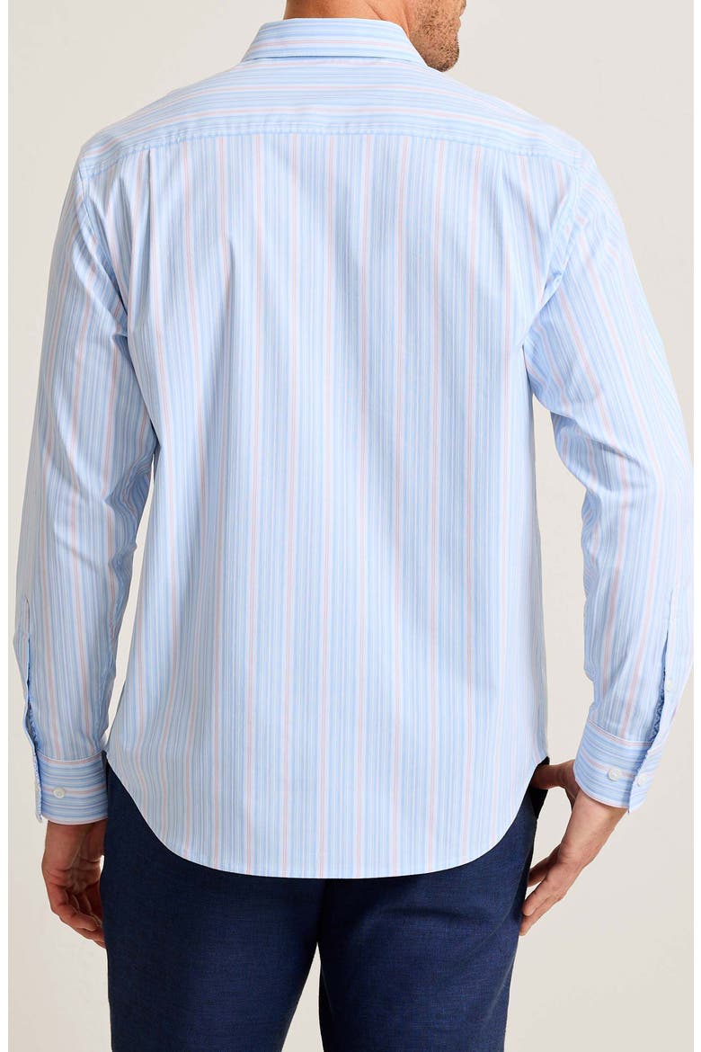 Sarasota Stretch Centera Stripe Button-Up Shirt, Alternate, color, DEW DROP