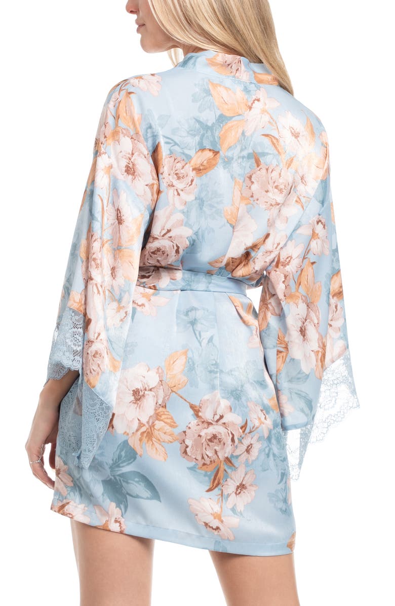 In Bloom by Jonquil Carlie Floral Lace Trim Satin Wrap, Alternate, color, Mineral Blue