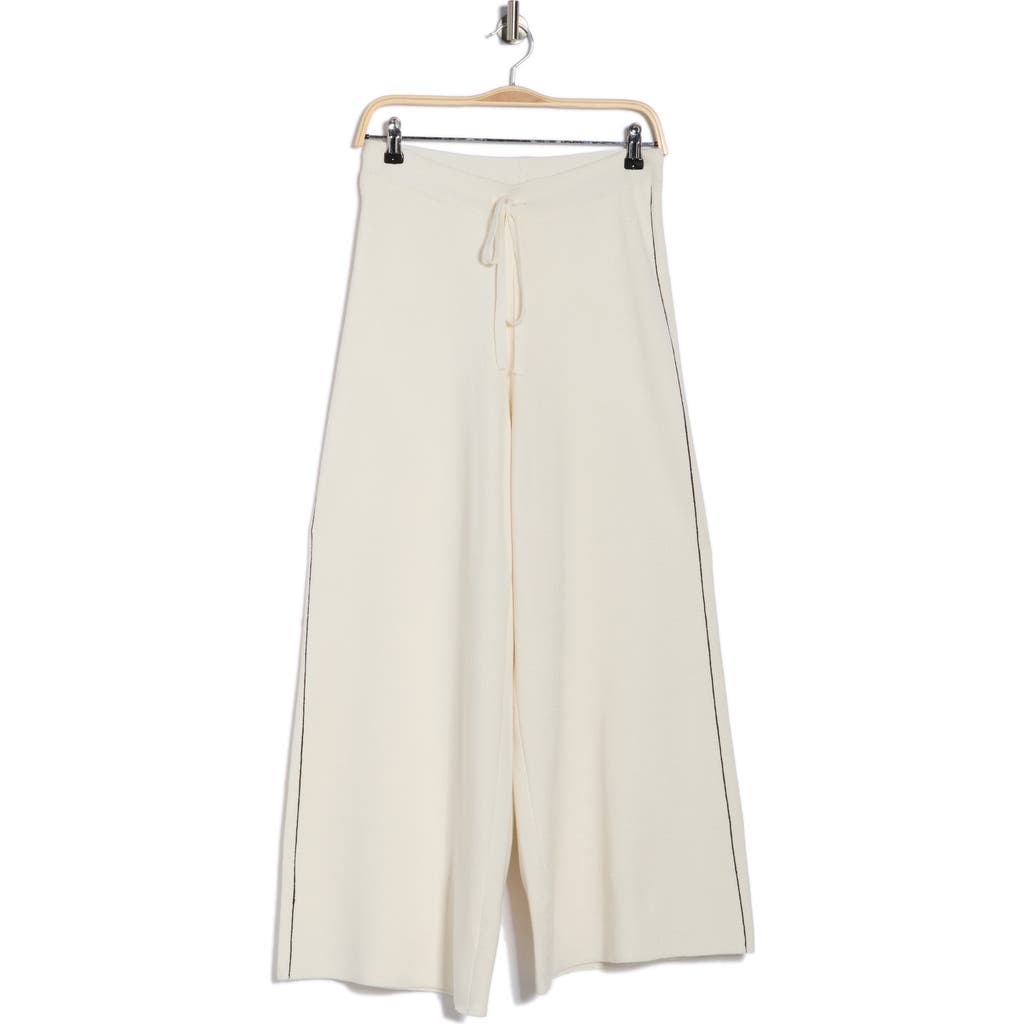 Max Studio Tipped Wide Leg Sweater Pants In White