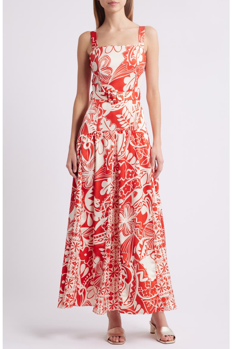Nenette Floral Maxi Dress, Main, color, RED MULTI