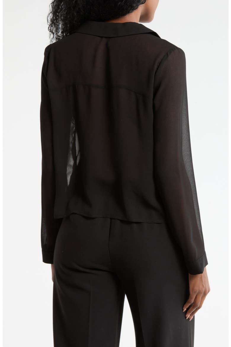 Print Long Sleeve Crop Blouse, Alternate, color, BLACK