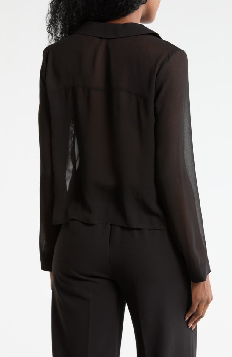 T Tahari Print Long Sleeve Crop Blouse, Alternate, color, Black