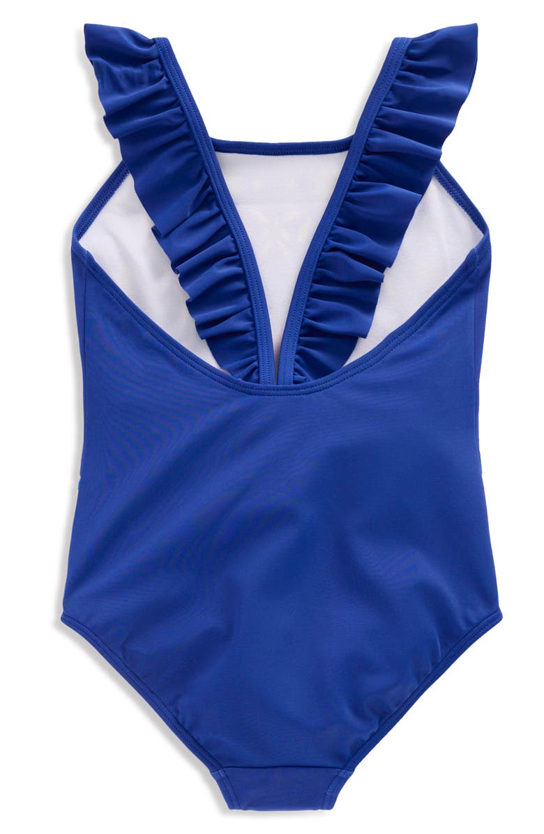 Mini Boden Kids' Hallie Ruffle One-Piece Swimsuit, Alternate, color, Sapphire Blue Unicorn