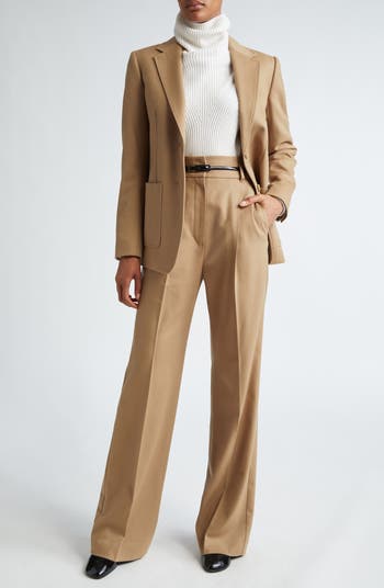 Max Mara Studio Zac Belted Virgin Wool Wide Leg Trousers