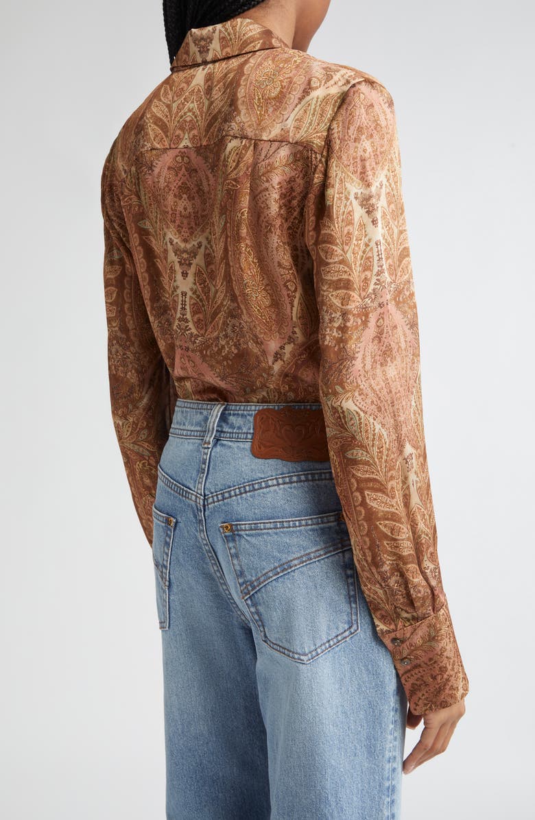Zimmermann Hypnotic Silk Button-Up Shirt, Alternate, color, Cream Paisley