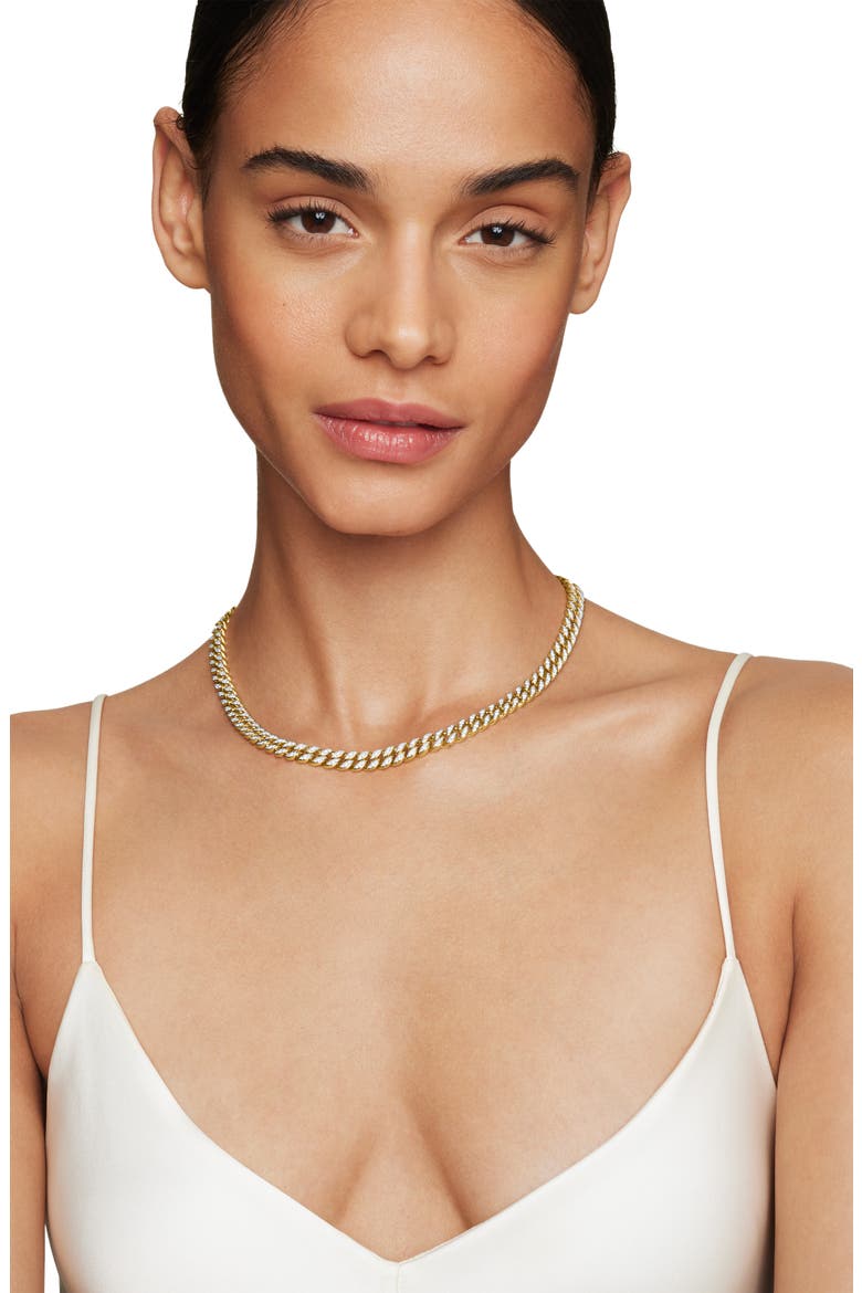 Women's Pavé Diamond Curb Chain Necklace, Alternate, color, GOLD/ DIAMOND