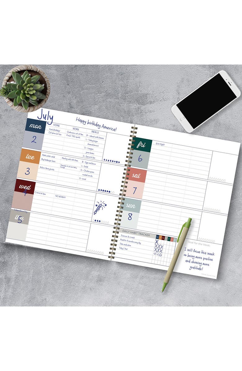 TF PUBLISHING Spotted Dot Boho Undated Large Weekly Monthly Spiral Planner, Alternate, color,