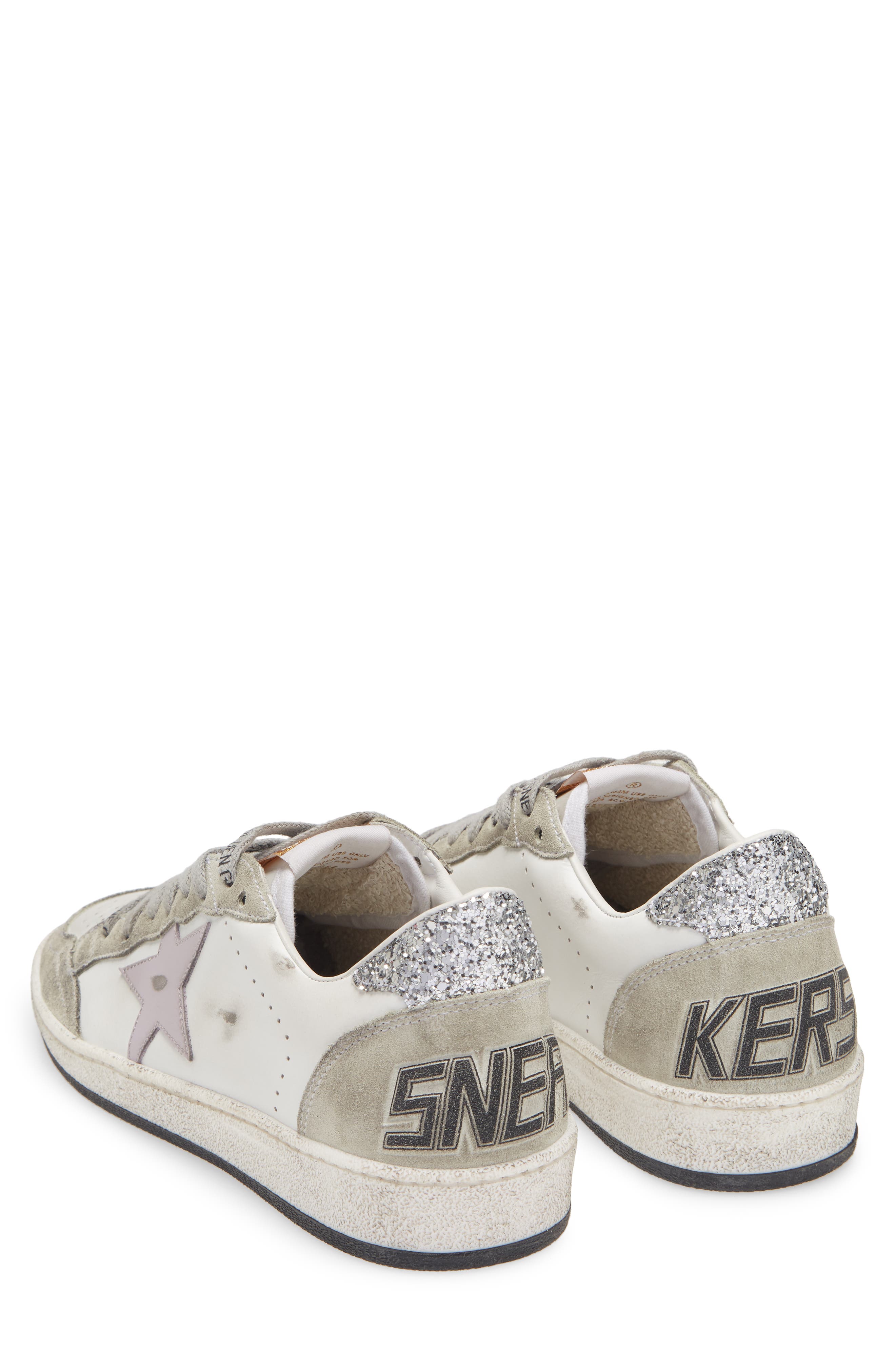 Ball Star Low Top Sneaker, Alternate, color, WHITE/ LILAC/ GREEN/ SILVER