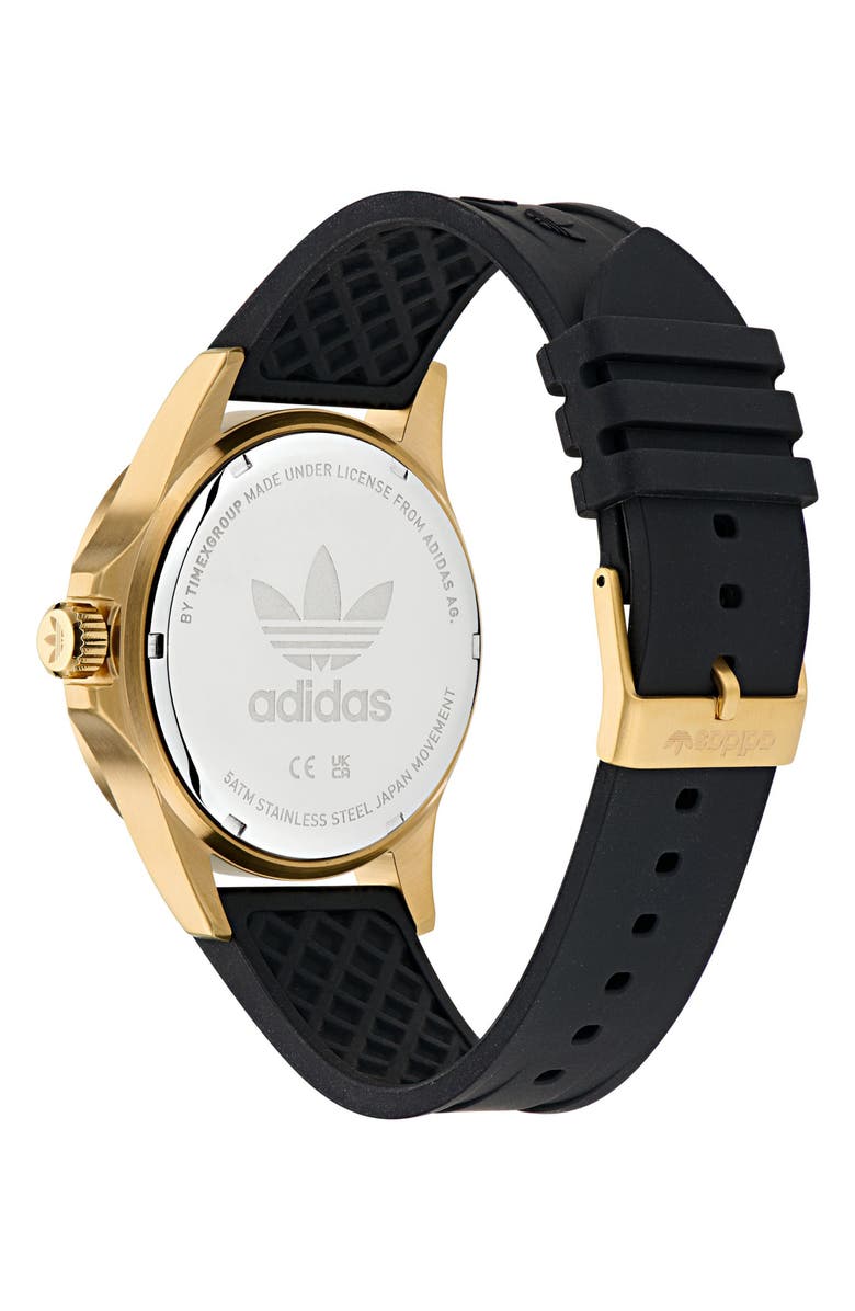 adidas Expression One Silicone Strap Watch, 44mm, Alternate, color, Black