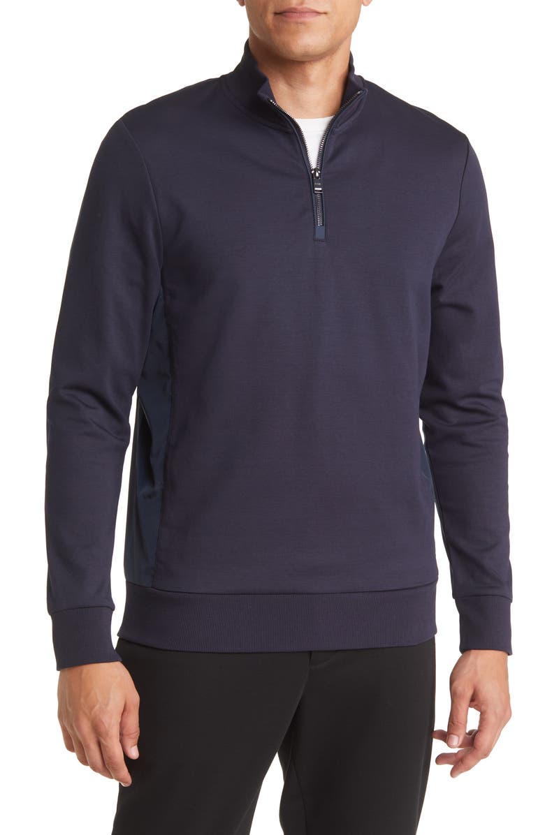 BOSS Sidney Quarter Zip Sweatshirt, Main, color, 