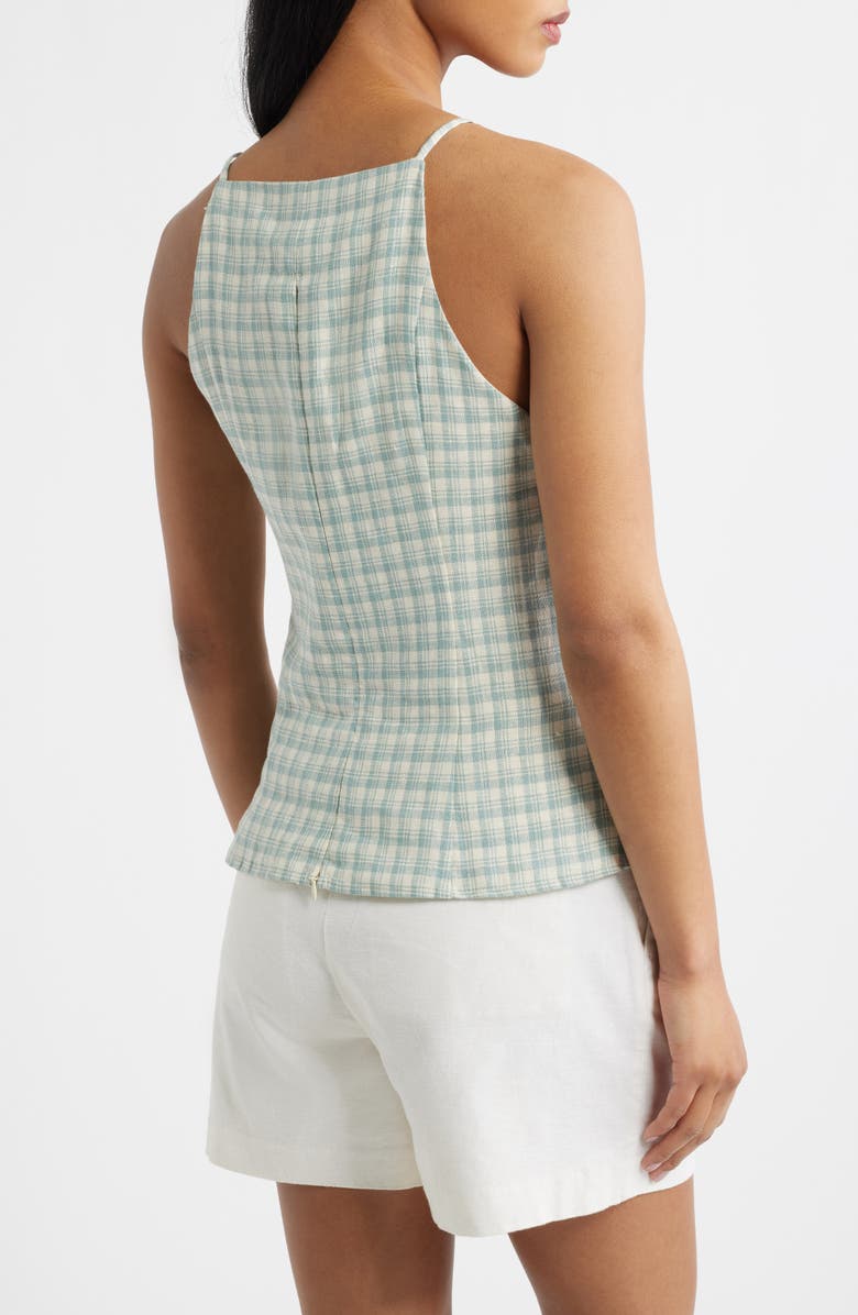 Reformation Finley Sleeveless Linen Top, Alternate, color, Zephyr Check