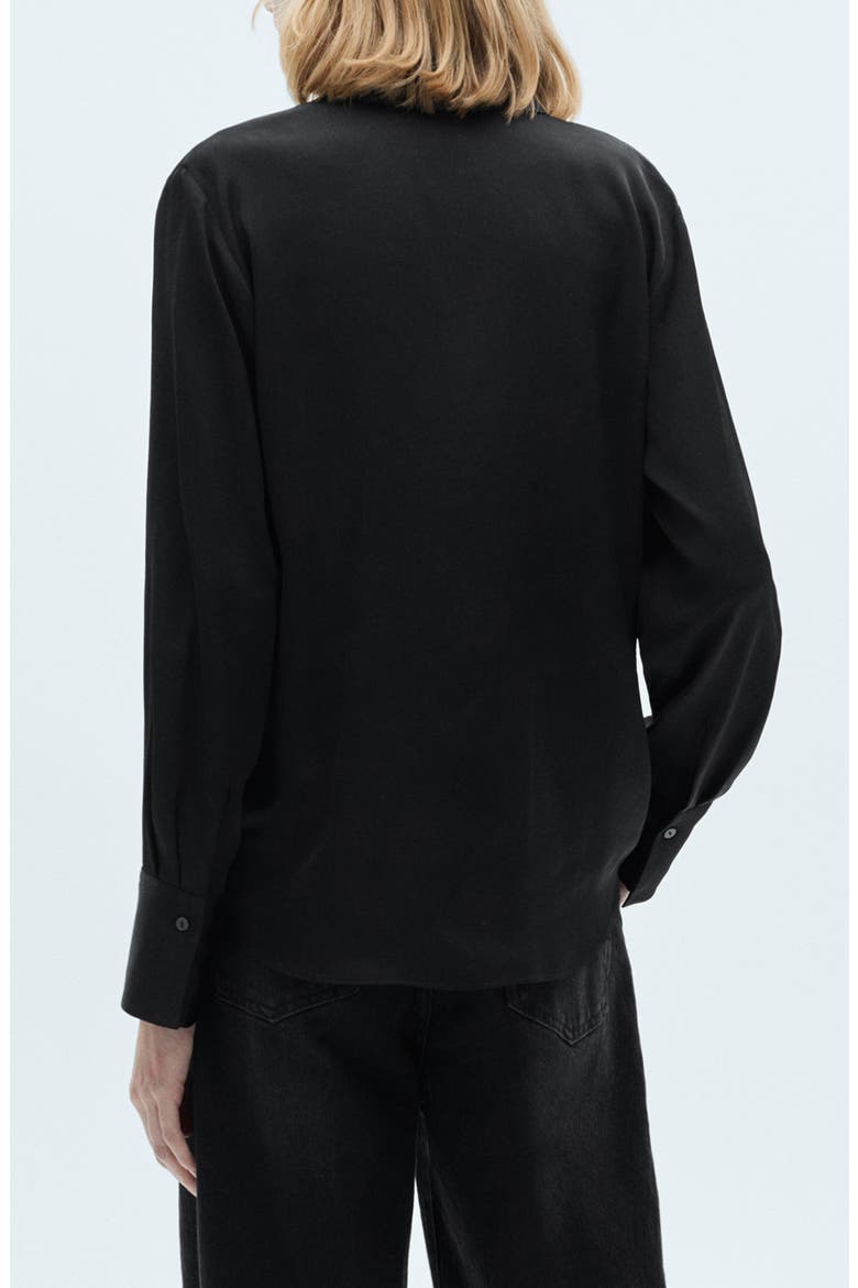 Satin Button-Up Shirt, Alternate, color, BLACK