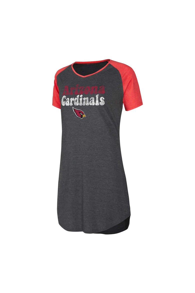Women's Concepts Sport Black/Cardinal Arizona Cardinals Raglan V-Neck Nightshirt, Main, color, Black