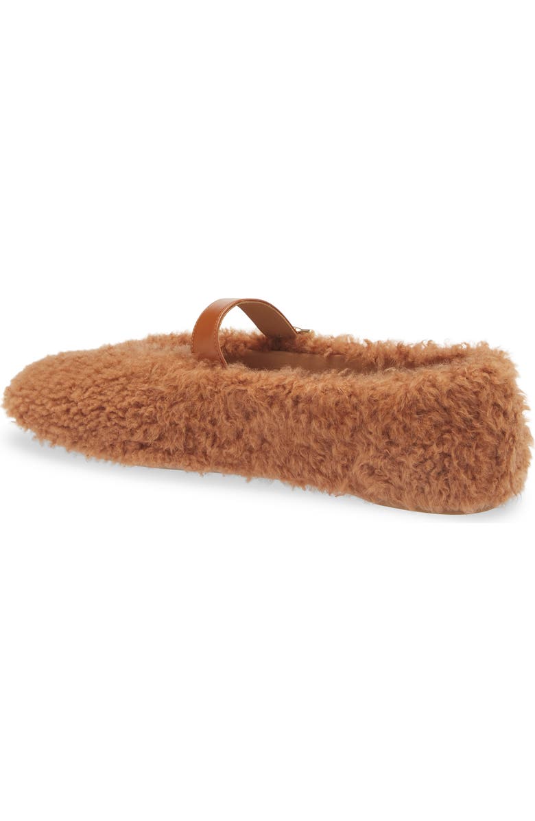 FERRAGAMO Gancio Genuine Shearling Ballet Flat, Alternate, color, Merinillo Carino Cedar