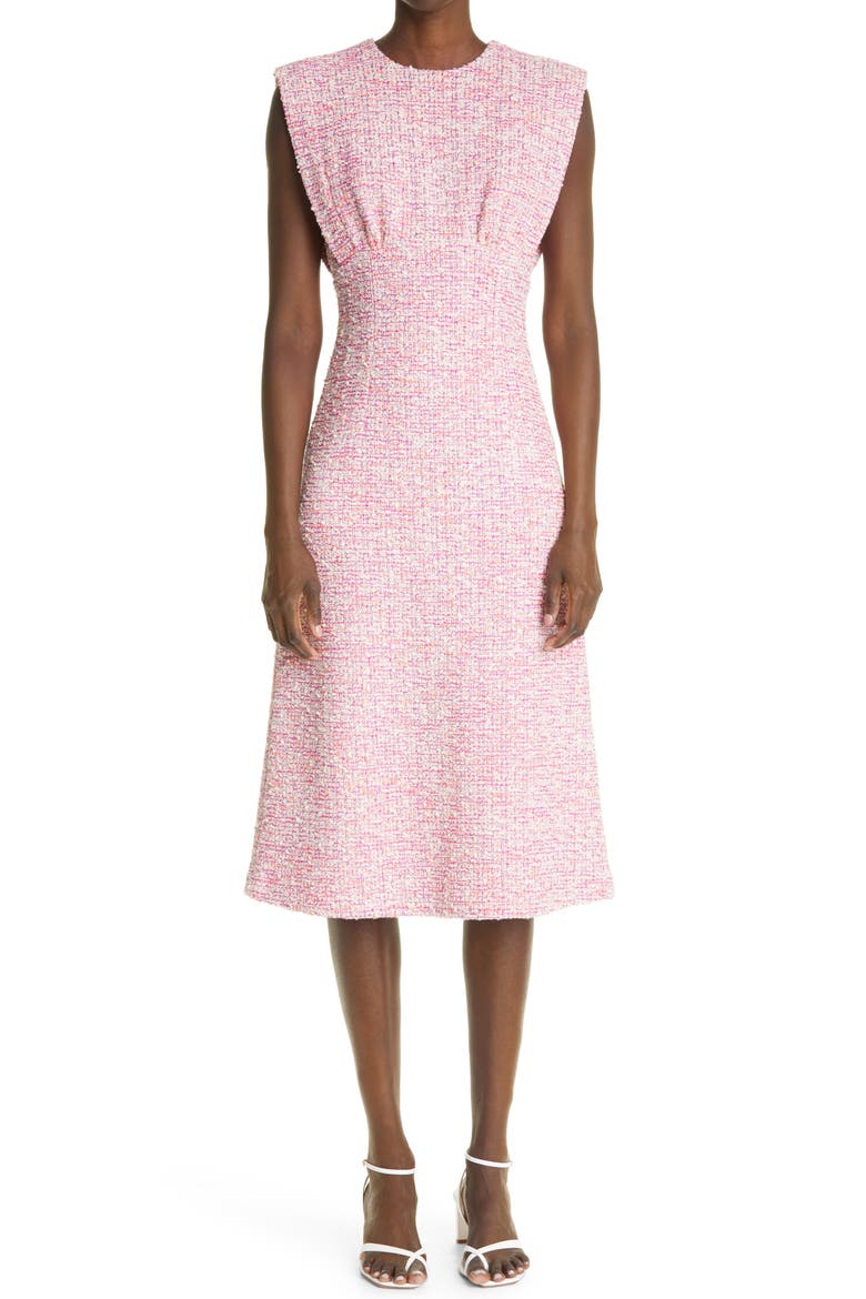 Sleeveless Bouclé Tweed Dress, Main, color, CERU CERISE MULTI