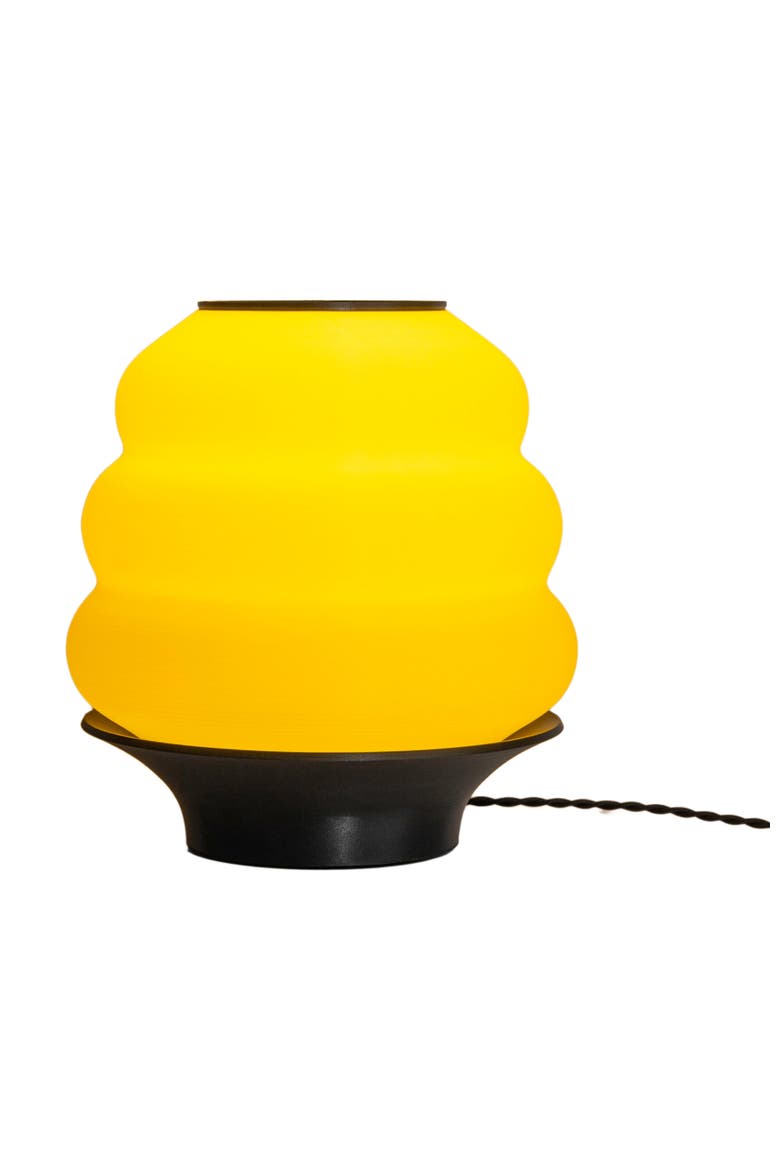Honey Pot 12" Minimalist Classic Plant-Based PLA 3D Printed Dimmable LED Table Lamp, Alternate, color, Yellow/Black